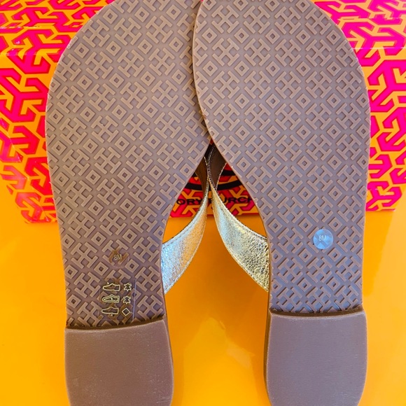 NIB TORY BURCH THORA LEATHER SANDALS SPARK GOLD - Picture 6 of 7